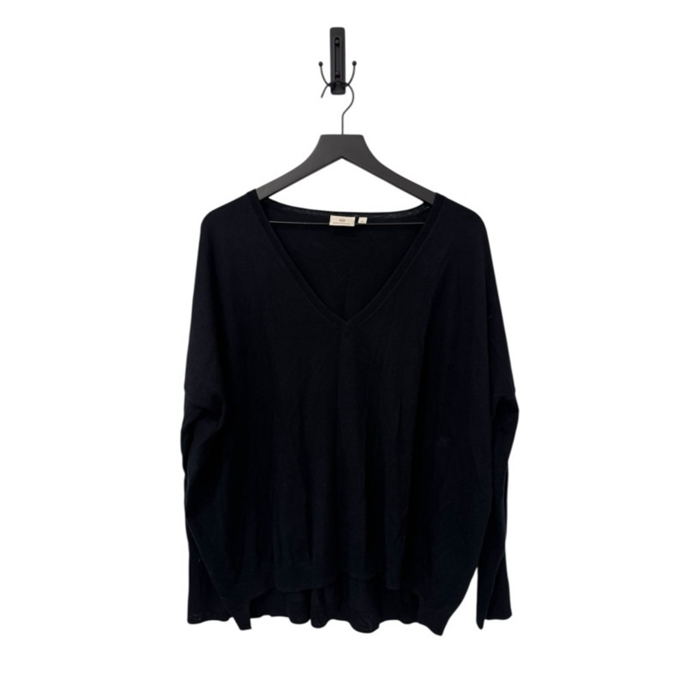 AG ADRIANO GOLDSCHMIED Wool V-Neck Tunic Sweater in Black